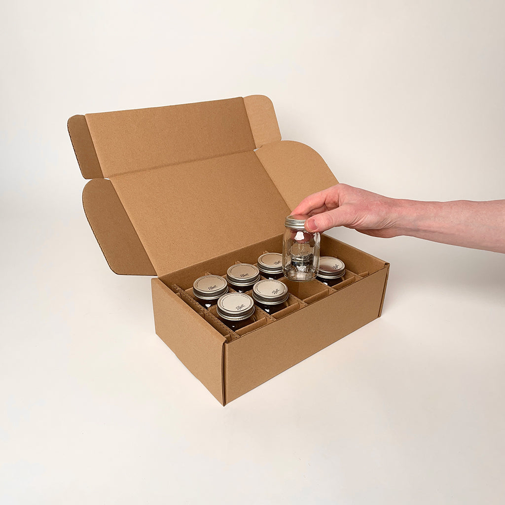 4 oz Ball Mini Mason Jar 8-Pack Shipping Box available for purchase from Flush Packaging
