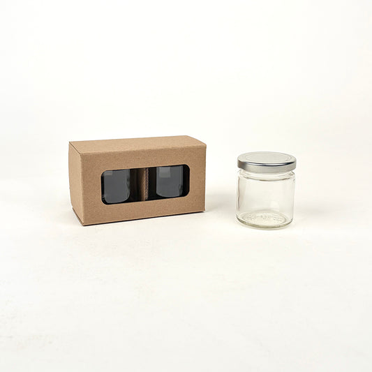 4 oz Straight Sided Glass Jar 2-Pack Retail Box for candles, honey, and jam available from Flush Packaging