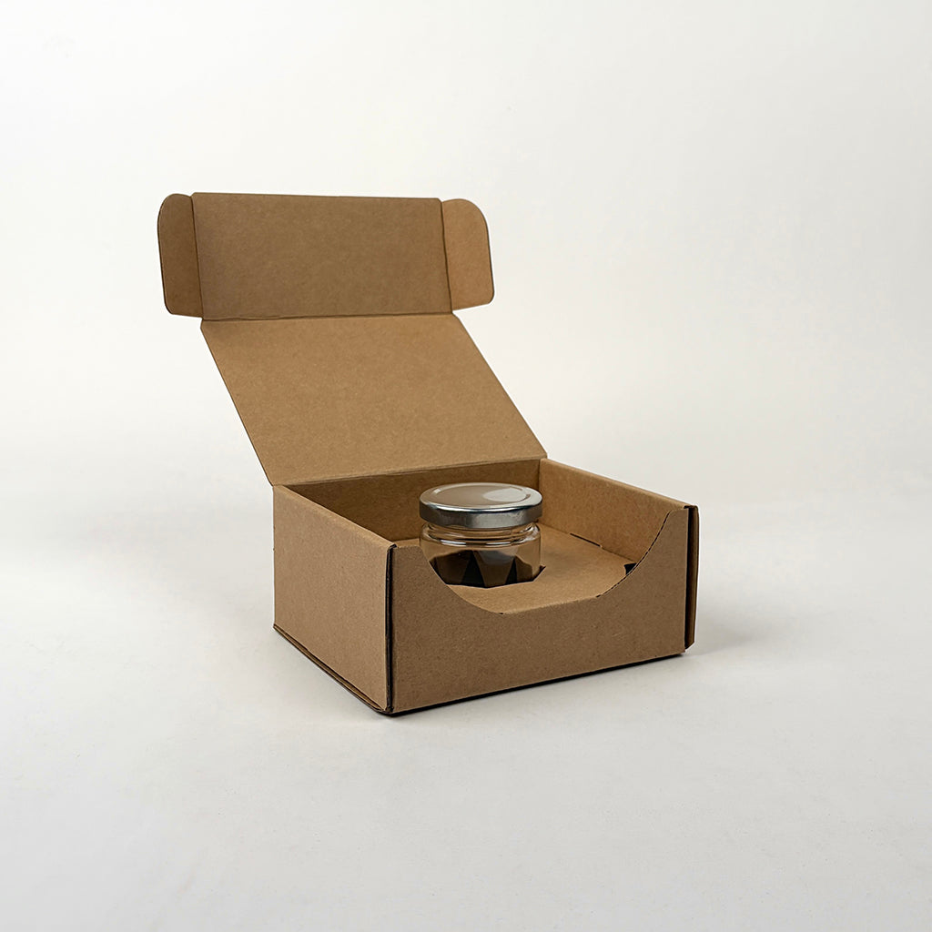 4 oz Straight Sided Glass Jar Shipping Box available from Flush Packaging