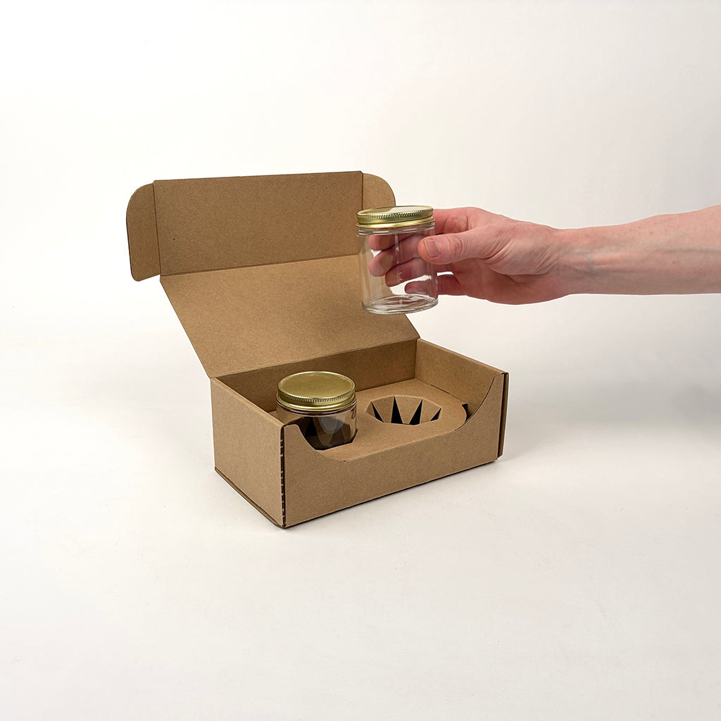 6 oz Straight Sided Glass Jar 2-Pack Shipping Box unboxing 1