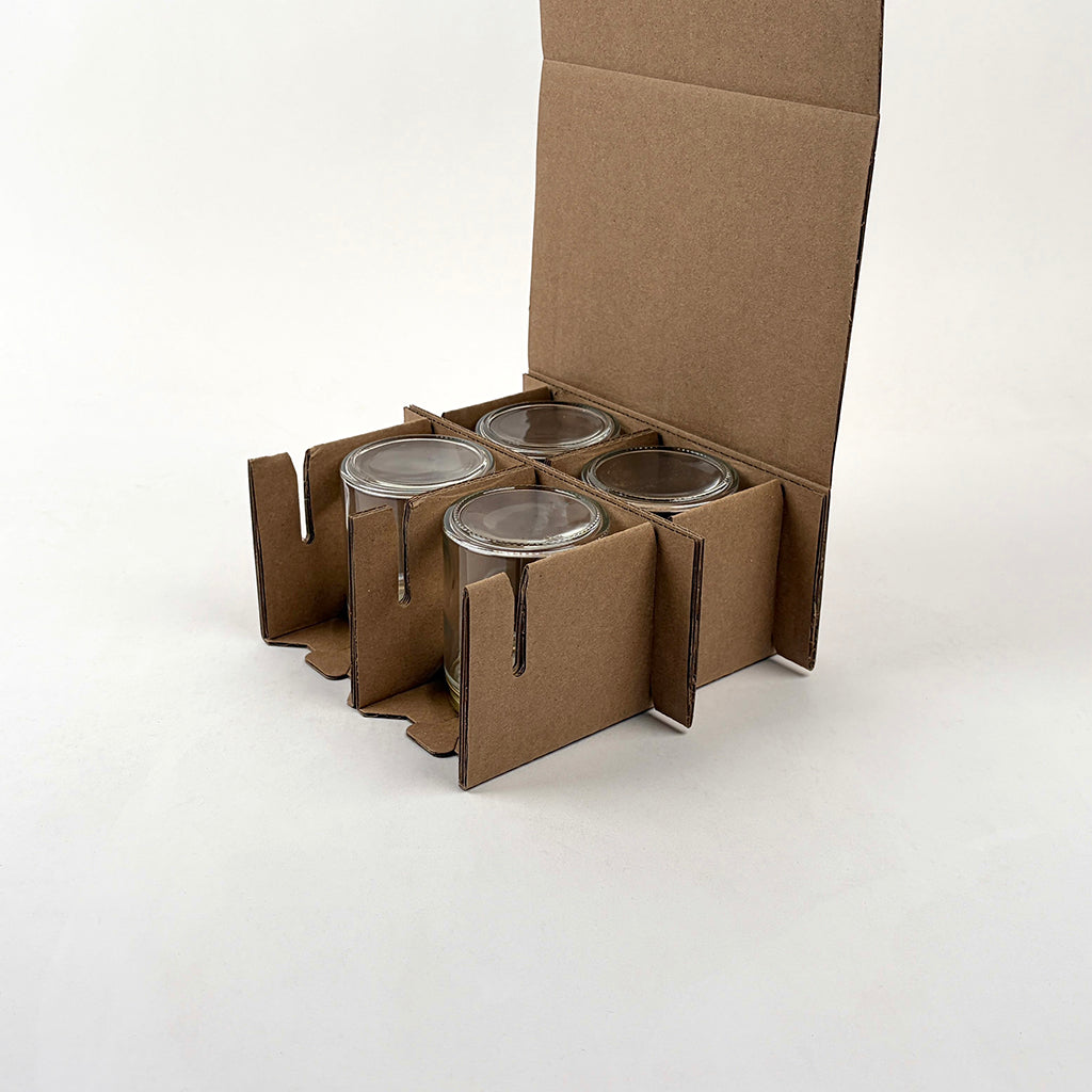 6 oz Straight Sided Glass Jar 4-Pack Shipping Box assembly 1
