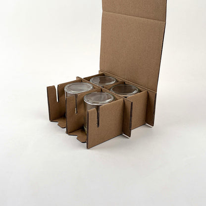 6 oz Straight Sided Glass Jar 4-Pack Shipping Box assembly 1