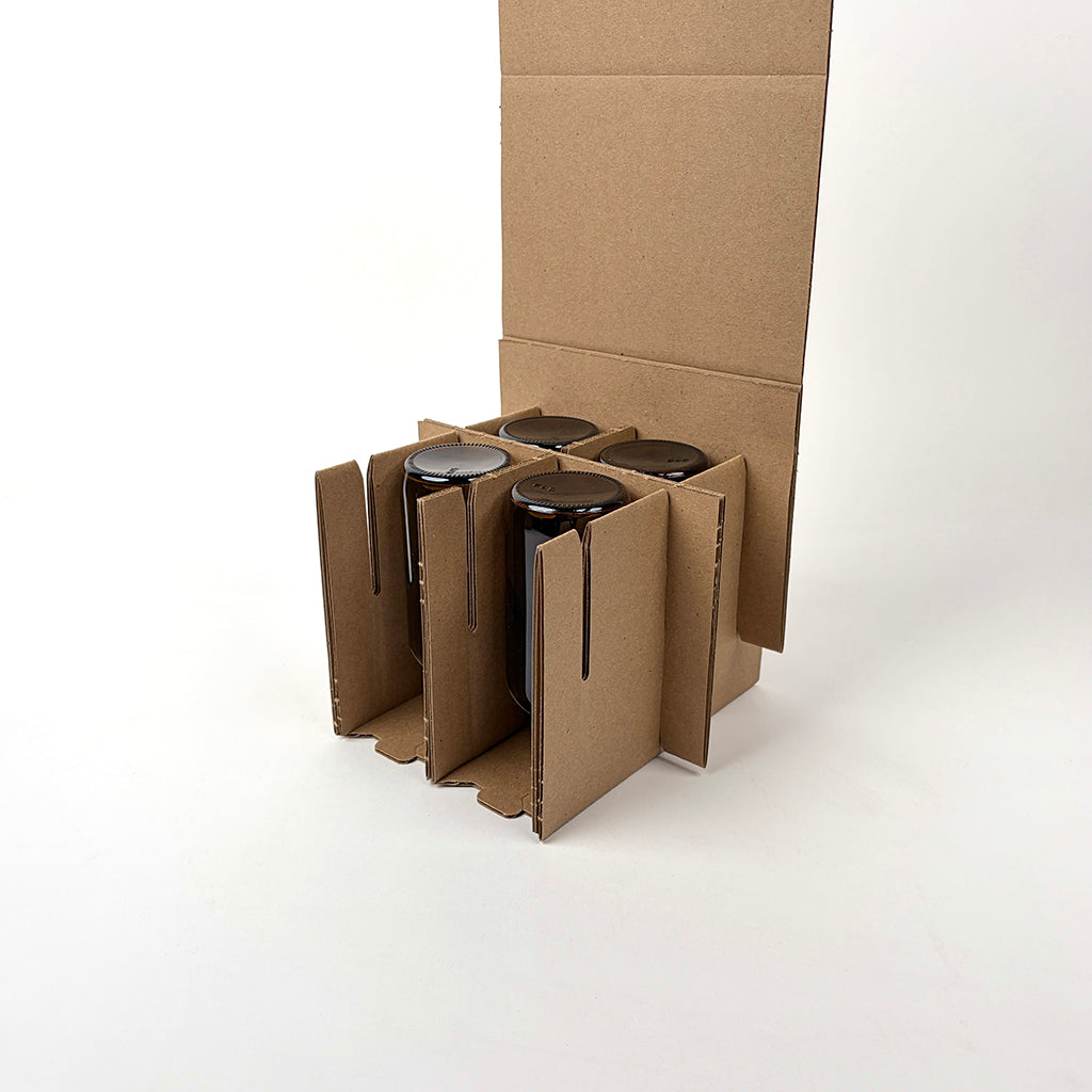 8 oz Boston Round Glass Bottle 4-Pack Shipping Box assembly 1