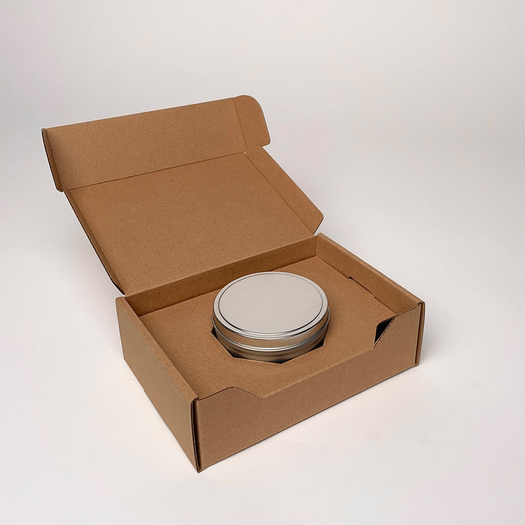 8 oz Candle Tin Shipping Box available for purchase from Flush Packaging
