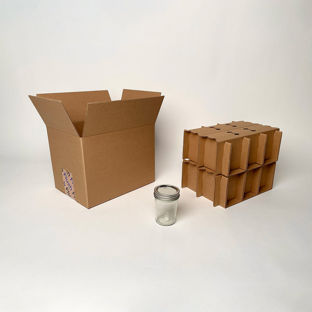 8 oz Half Pint Ball Regular Mouth Mason Jar 12-Pack Shipping Box available from Flush Packaging