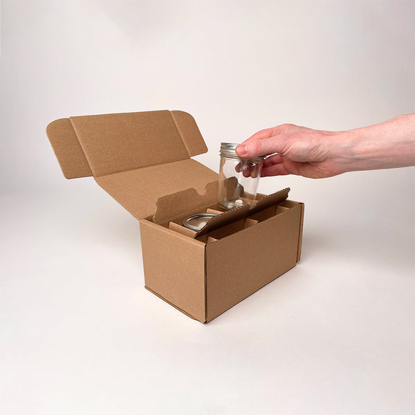 8 oz Square Mason Jar 3-Pack Shipping Box