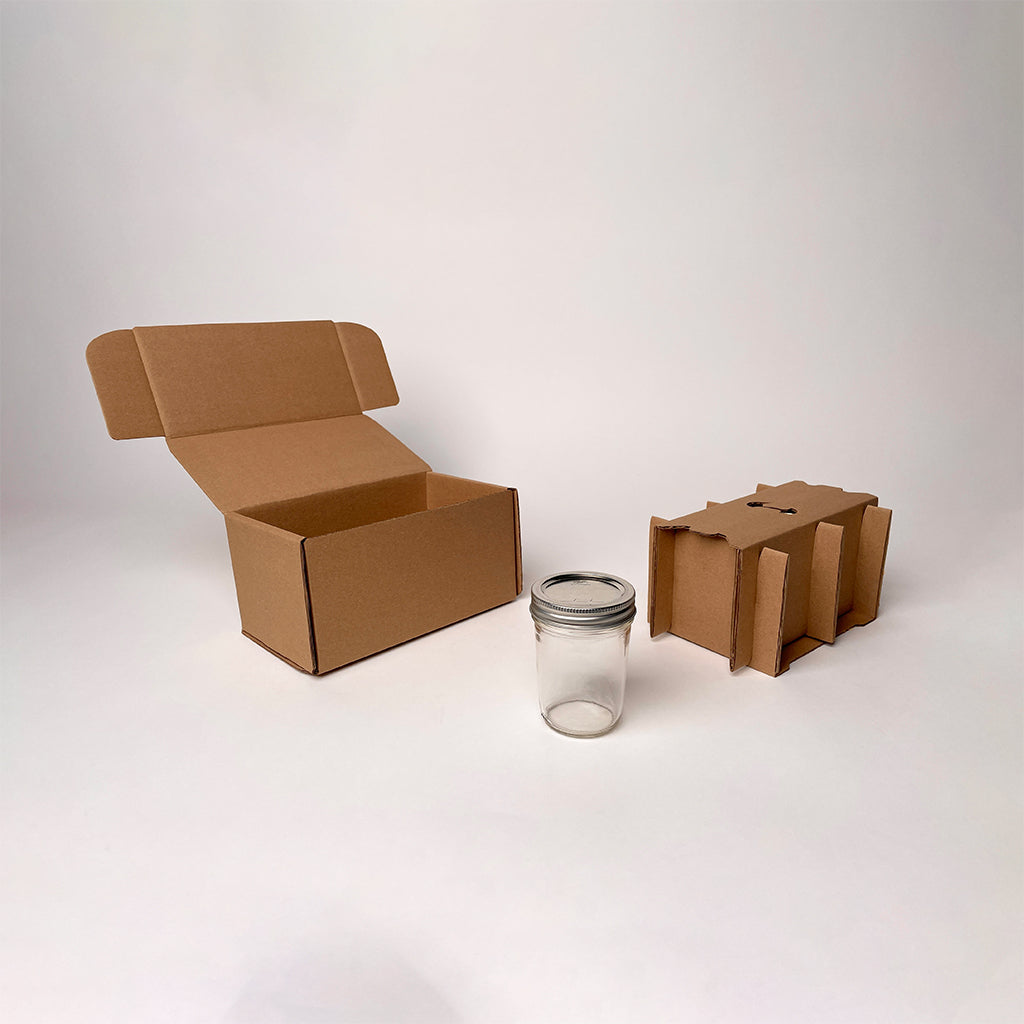 8 oz Half Pint Ball Regular Mouth Mason Jar 2-Pack Shipping Box available for purchase from Flush Packaging