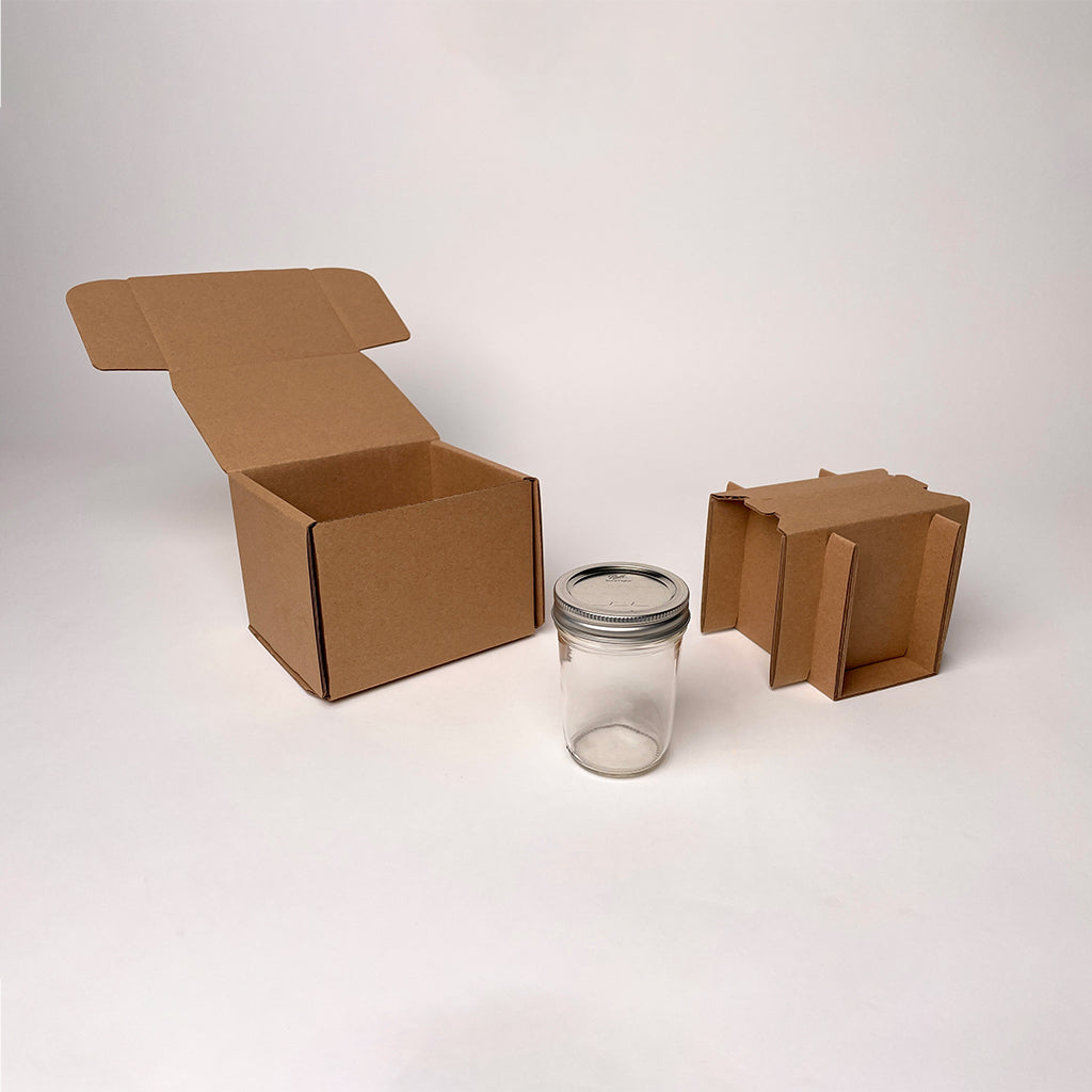 8 oz Half Pint Ball Regular Mouth Mason Jar Shipping Box available for purchase from Flush Packaging