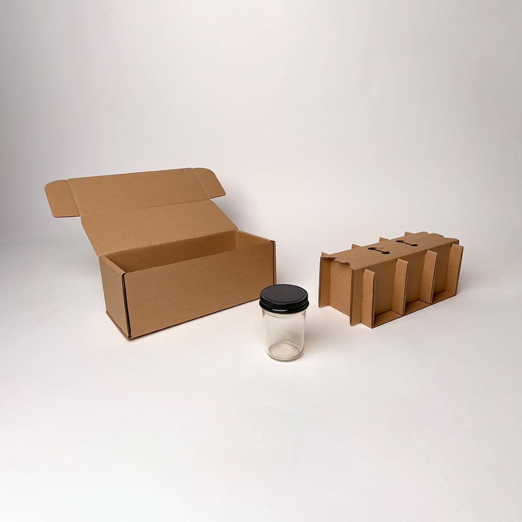 8 oz Jelly Jar 3-Pack Shipping Box available for purchase from Flush Packaging