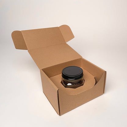 8 oz Square Mason Jar Shipping Box for candles and jam available for purchase from Flush Packaging