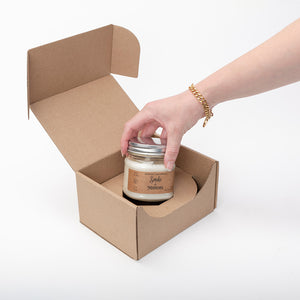 8 oz Square Mason Jar Shipping Box unboxing candle made by Teresa Lynn's Candle Company