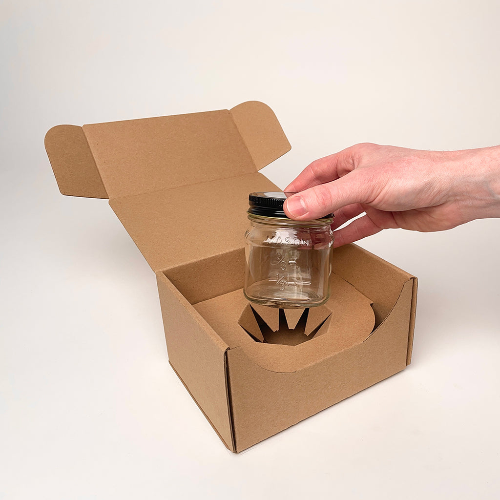 8 oz Square Mason Jar Shipping Box for candles and jam unboxing