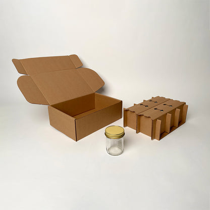 8 oz Straight Sided Jelly Jar 6-Pack Shipping Box available from Flush Packaging