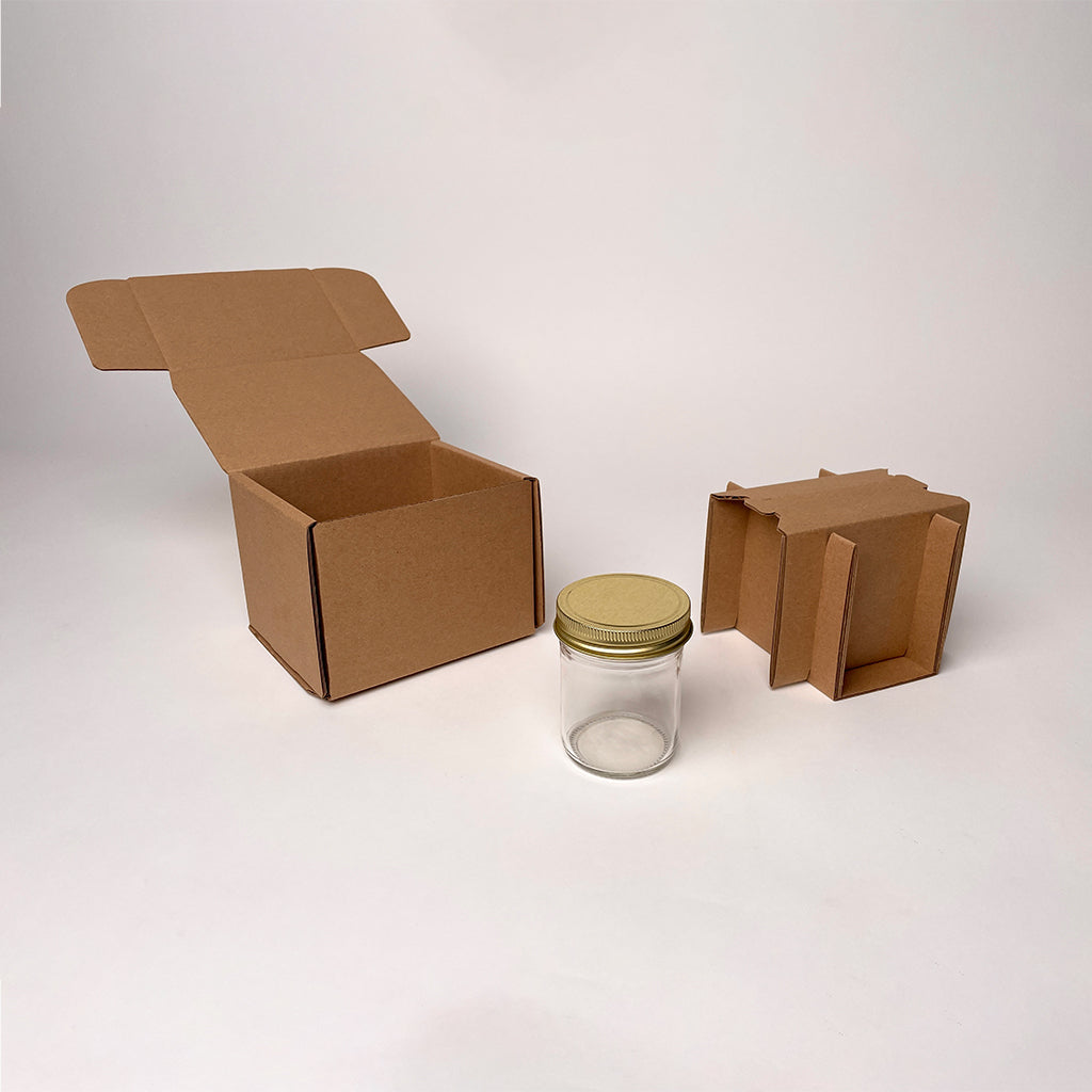 CandleScience 8 oz Straight Sided Jelly Jar Shipping Box available for purchase from Flush Packaging