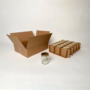 9 oz Straight Sided Glass Jar 12-Pack Shipping Box available for purchase from Flush Packaging