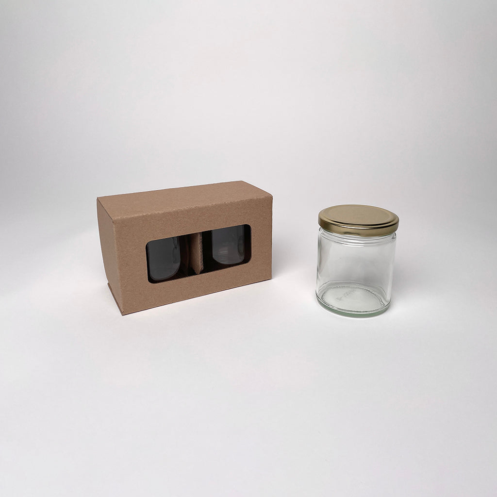 9 oz Straight Sided Glass Jar 2-Pack Retail Box for Candles, Jams, and Honey available from Flush Packaging