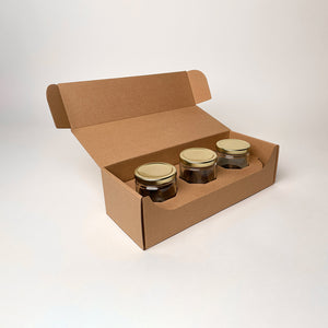9 oz Straight Sided Glass AJr 3-Pack Shipping Box available from Flush Packaging