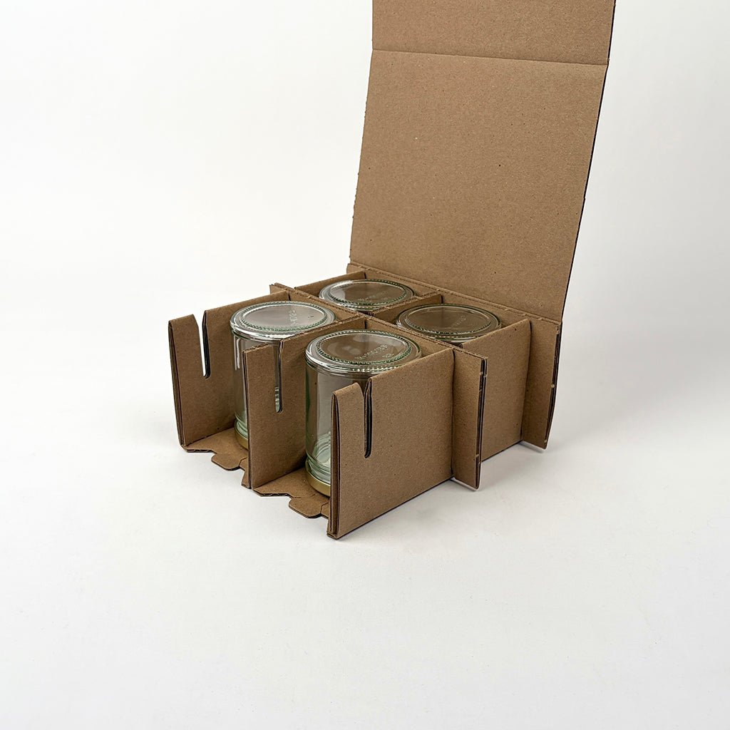 9 oz Straight Sided Glass Jar 4-Pack Shipping Box assembly 1