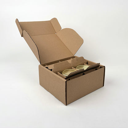 9 oz Straight Sided Glass Jar 4-Pack Shipping Box unboxing 2