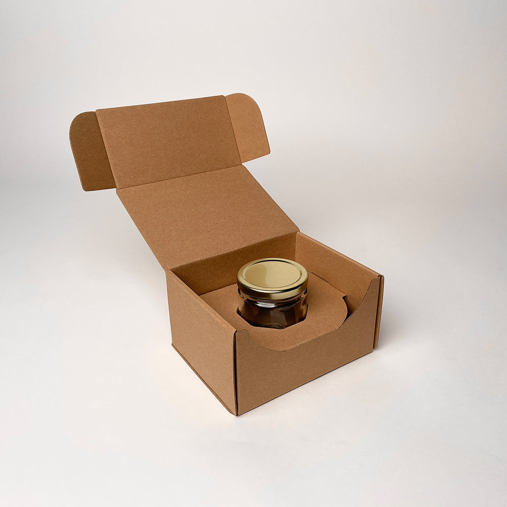 9 oz Straight Sided Glass Jar Shipping Box available for purchase from Flush Packaging