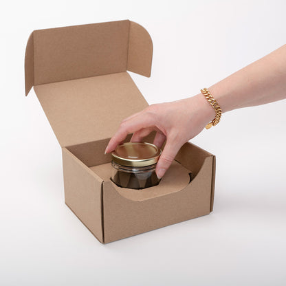 9 oz Straight Sided Glass Jar Shipping Box packed with CandleScience Medium Straight Sided Glass Jar perfect for candles