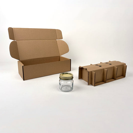 Anchor Hocking 8 oz Canning Jar 3-Pack Shipping Box available from Flush Packaging