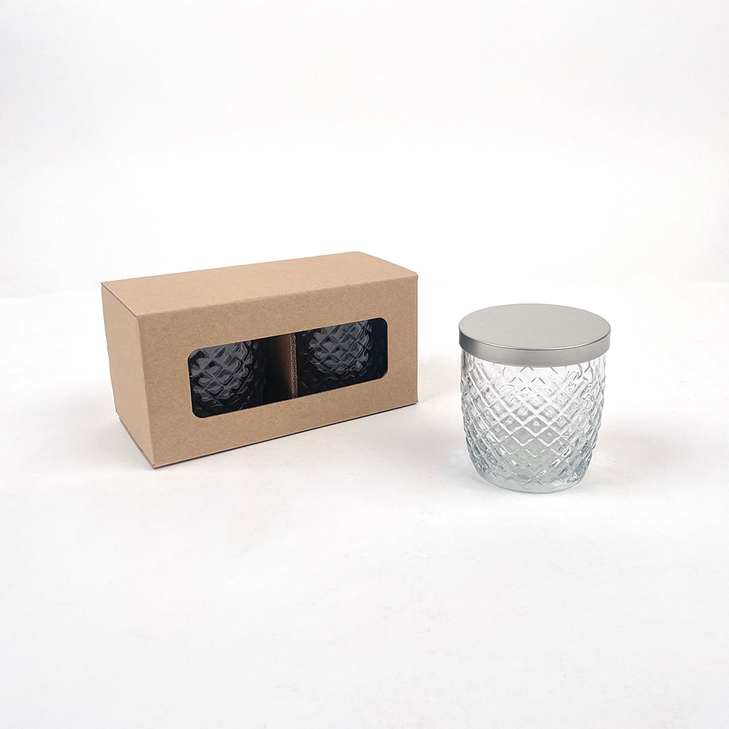 CandleScience 10 oz Cross Hatch Rocks Tumbler 2-Pack Retail Box for candles available from Flush Packaging