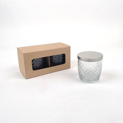 CandleScience 10 oz Cross Hatch Rocks Tumbler 2-Pack Retail Box for candles available from Flush Packaging