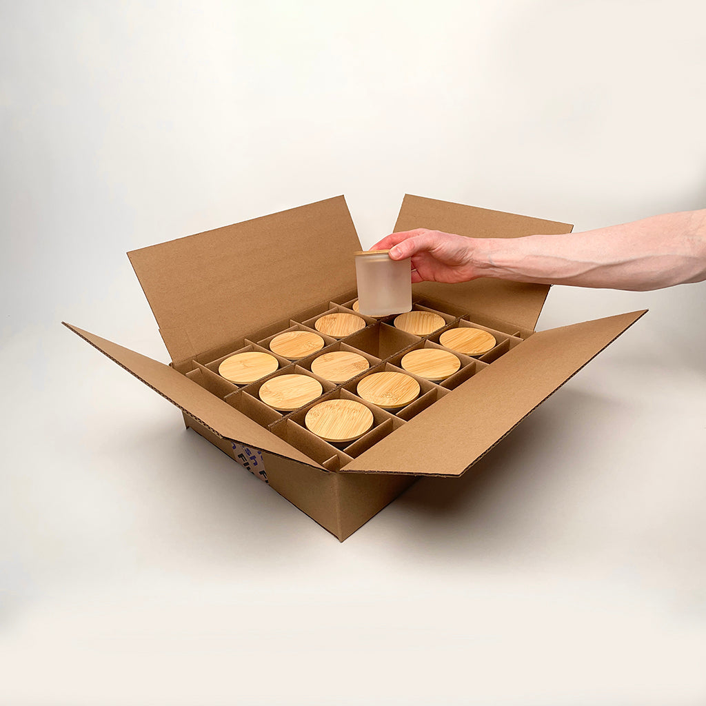 CandleScience Frosted Tumbler 12-Pack Shipping Box for candles available from Flush Packaging