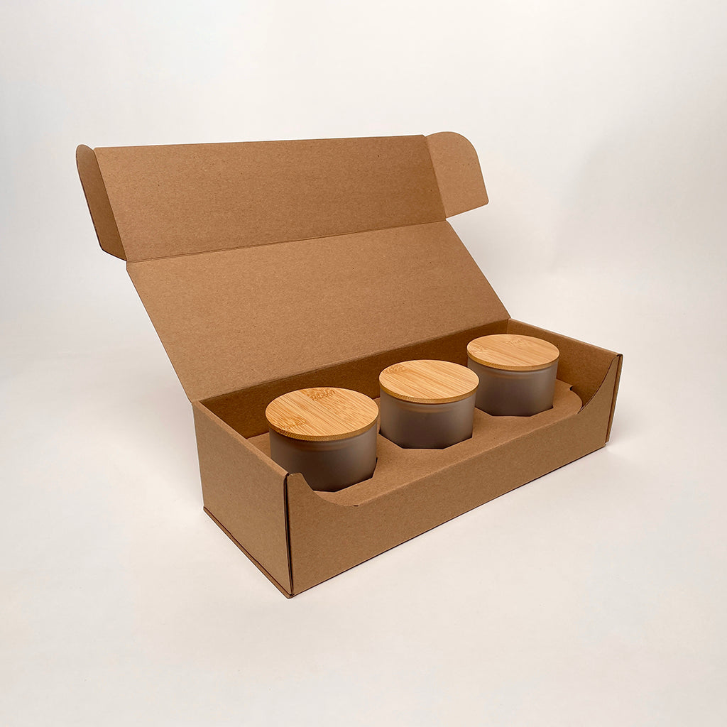 CandleScience Frosted Tumbler 3-Pack Shipping Box for candles available from Flush Packaging