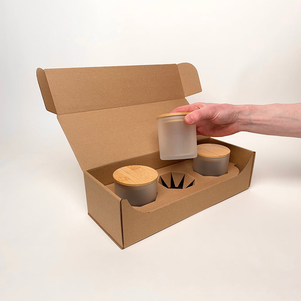 CandleScience Frosted Tumbler 3-Pack Shipping Box for candles available from Flush Packaging