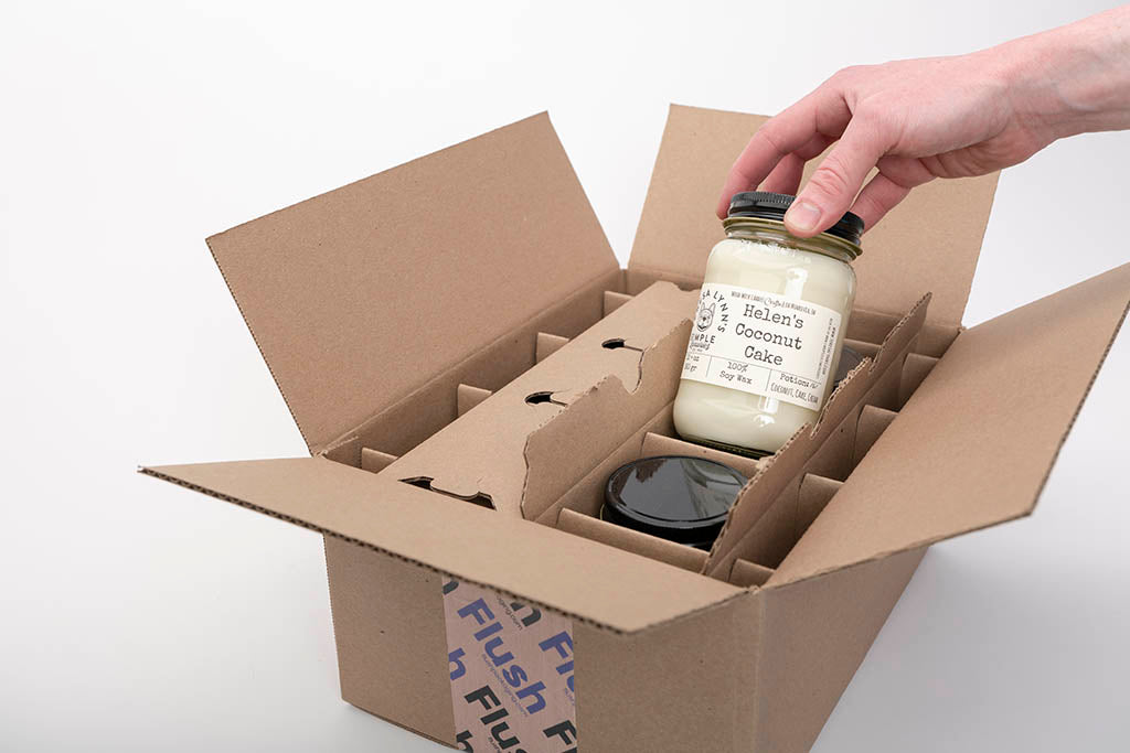 CandleScience Mason Jar and Canning Jar Shipping Boxes and Packaging available for purchase from Flush Packaging