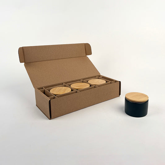 CandleScience Mini Modern Ceramic Tumbler 3-Pack Shipping Box for candles available from Flush Packaging