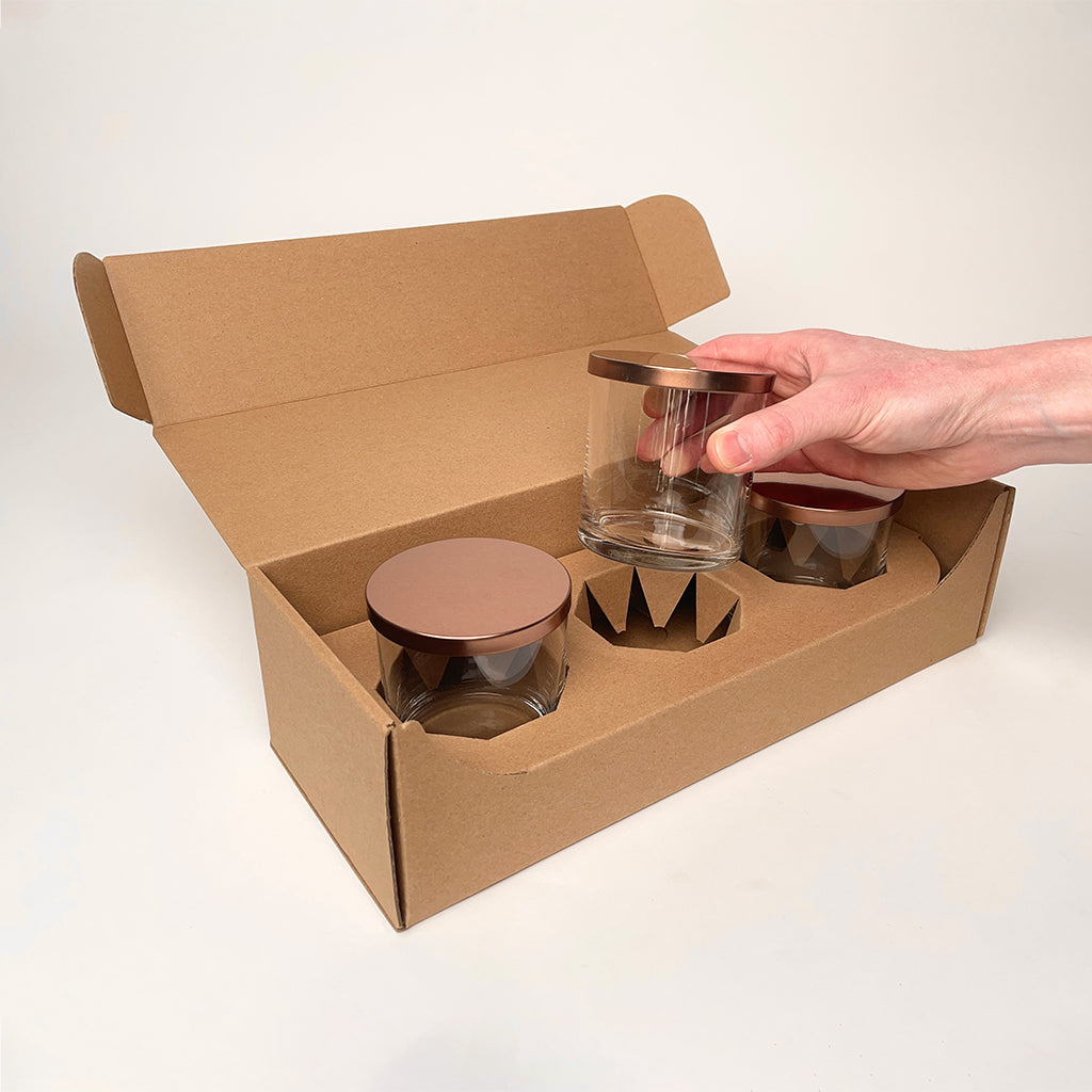 CandleScience Straight Sided Tumbler 3-Pack Shipping Box for candles available for purchase from Flush Packaging