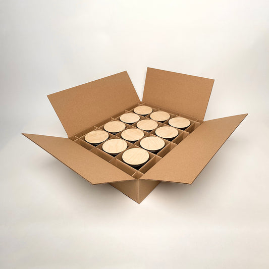 Dulceria Candle Supply 12 oz Serafina 12-Pack Shipping Box for candles available from Flush Packaging