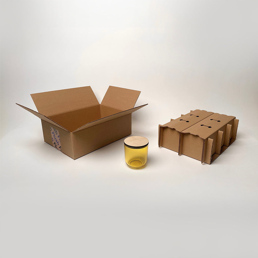 Dulceria Candle Supply 12 oz Serafina candle vessel 6-Pack Shipping Box available from Flush Packaging