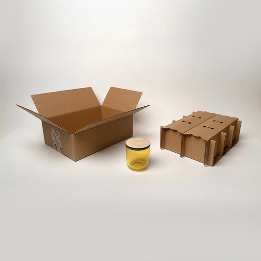 Dulceria Candle Supply 12 oz Serafina candle vessel 6-Pack Shipping Box available from Flush Packaging