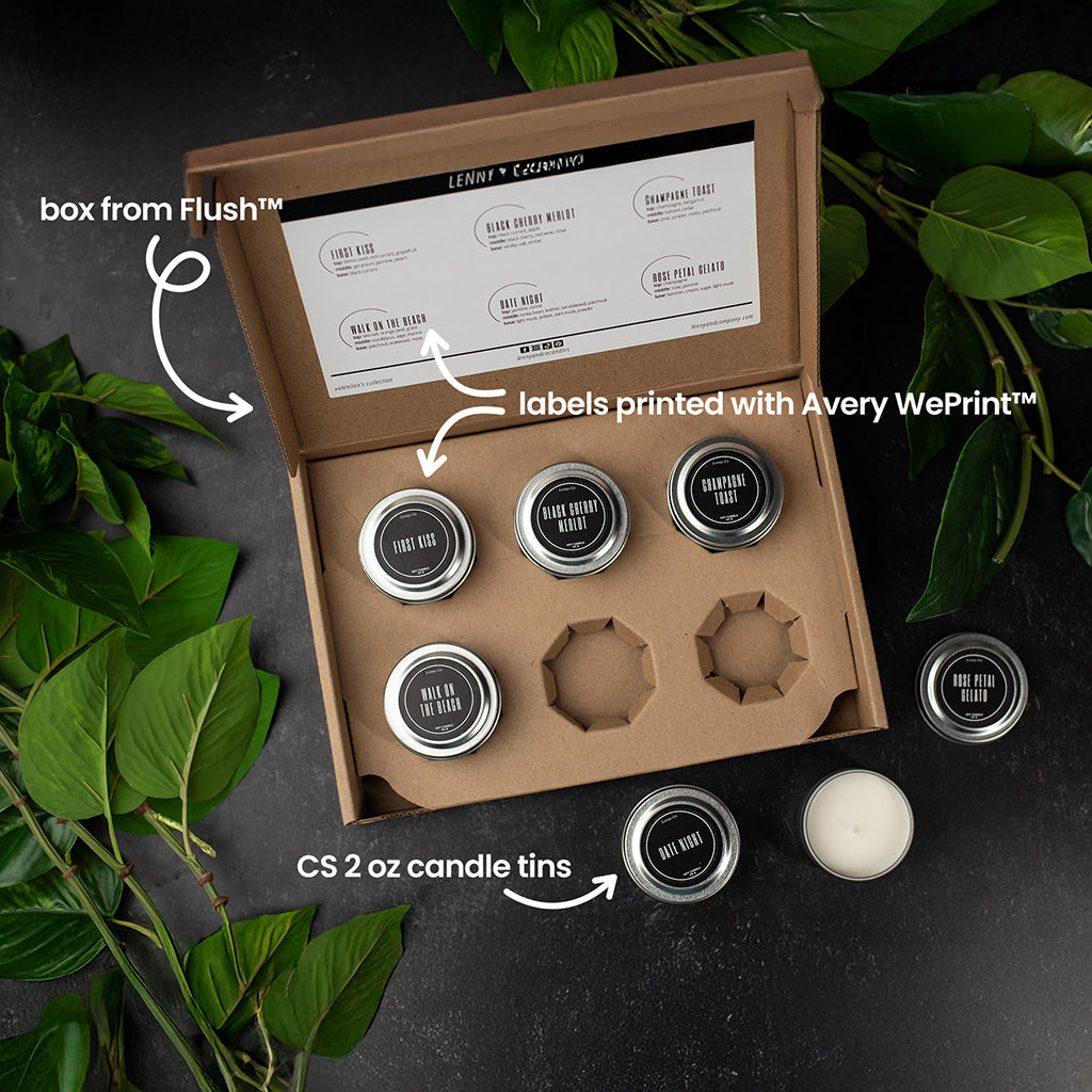 Use Avery custom printed labels to customize your Flush Shipping Boxes