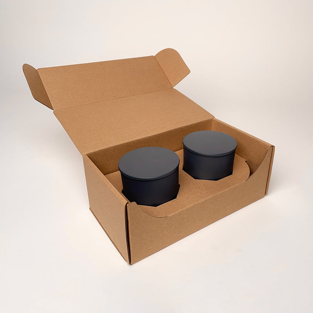 Makesy 8 oz Aura Tumbler Jar 2-Pack Shipping Box for candles available from Flush Packaging