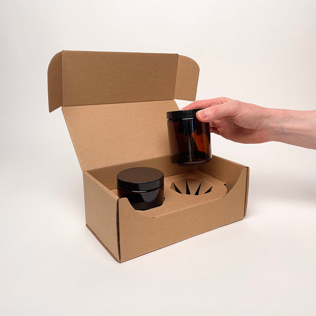 Makesy 9 oz Silo Straight Sided Glass Jar 2-Pack Shipping Box for candles unboxing